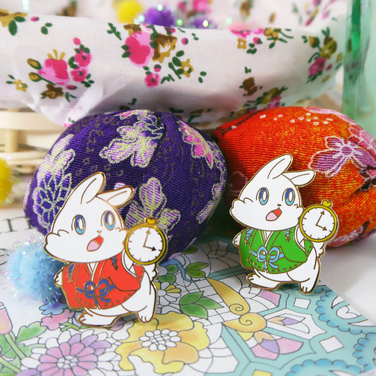 Alice in Kyoto Wonderland White Rabbit Enamel Pin