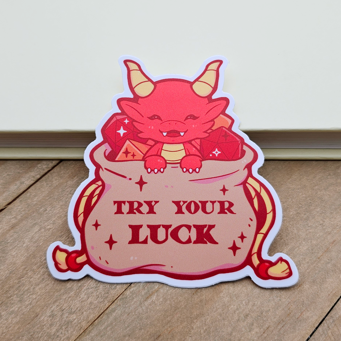 Red Dragon in Dice Bag Vinyl Sticker