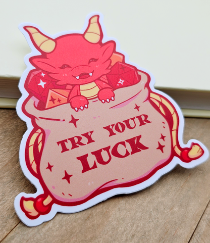 Red Dragon in Dice Bag Vinyl Sticker